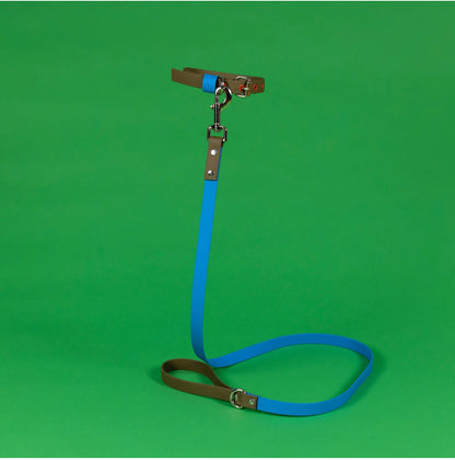 Ware of the Dog New York - Blue & Olive Dog Collar & Lead Set